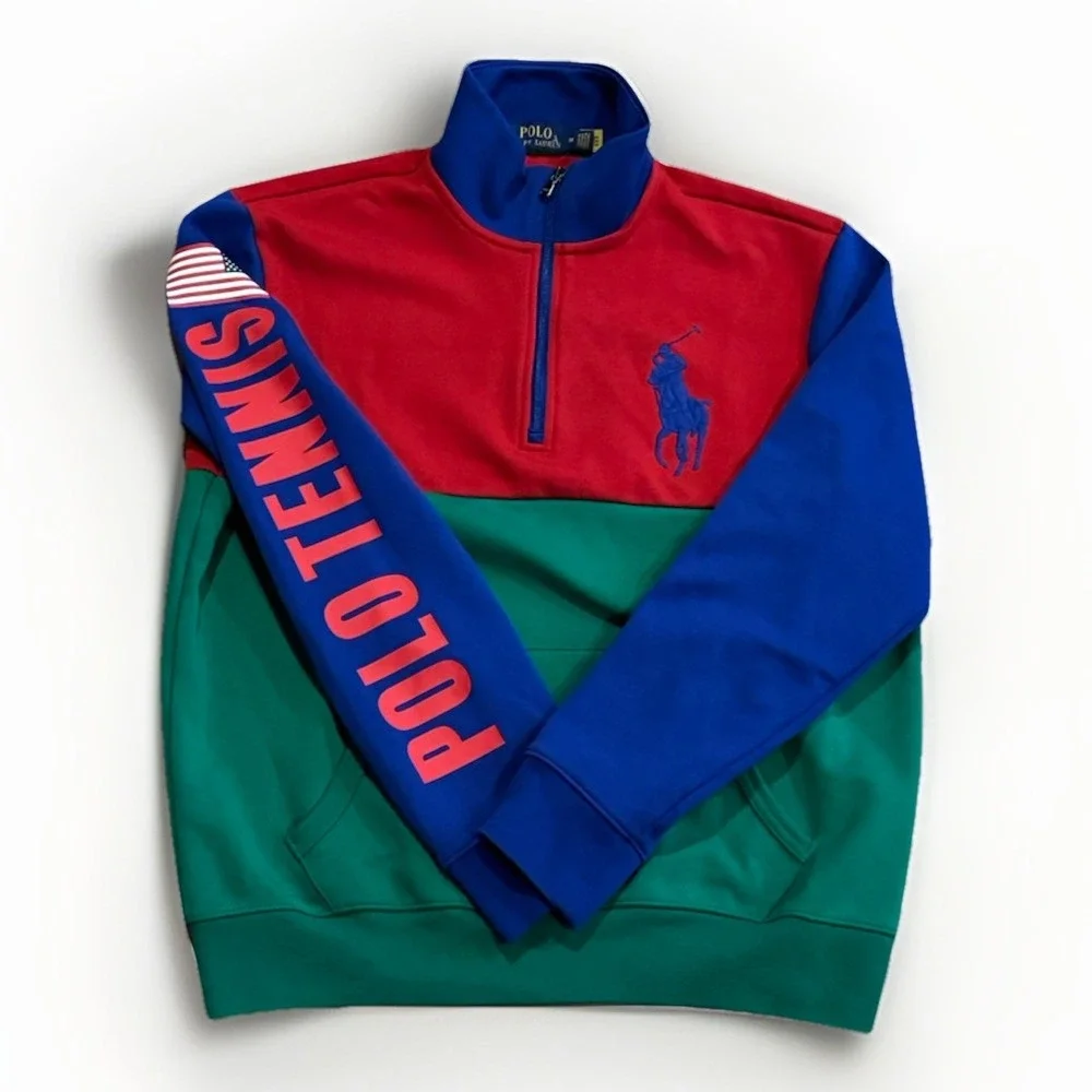 Polo Ralph Lauren Color Block Stadium Tennis Big Pony Jacket M Olympics RRL